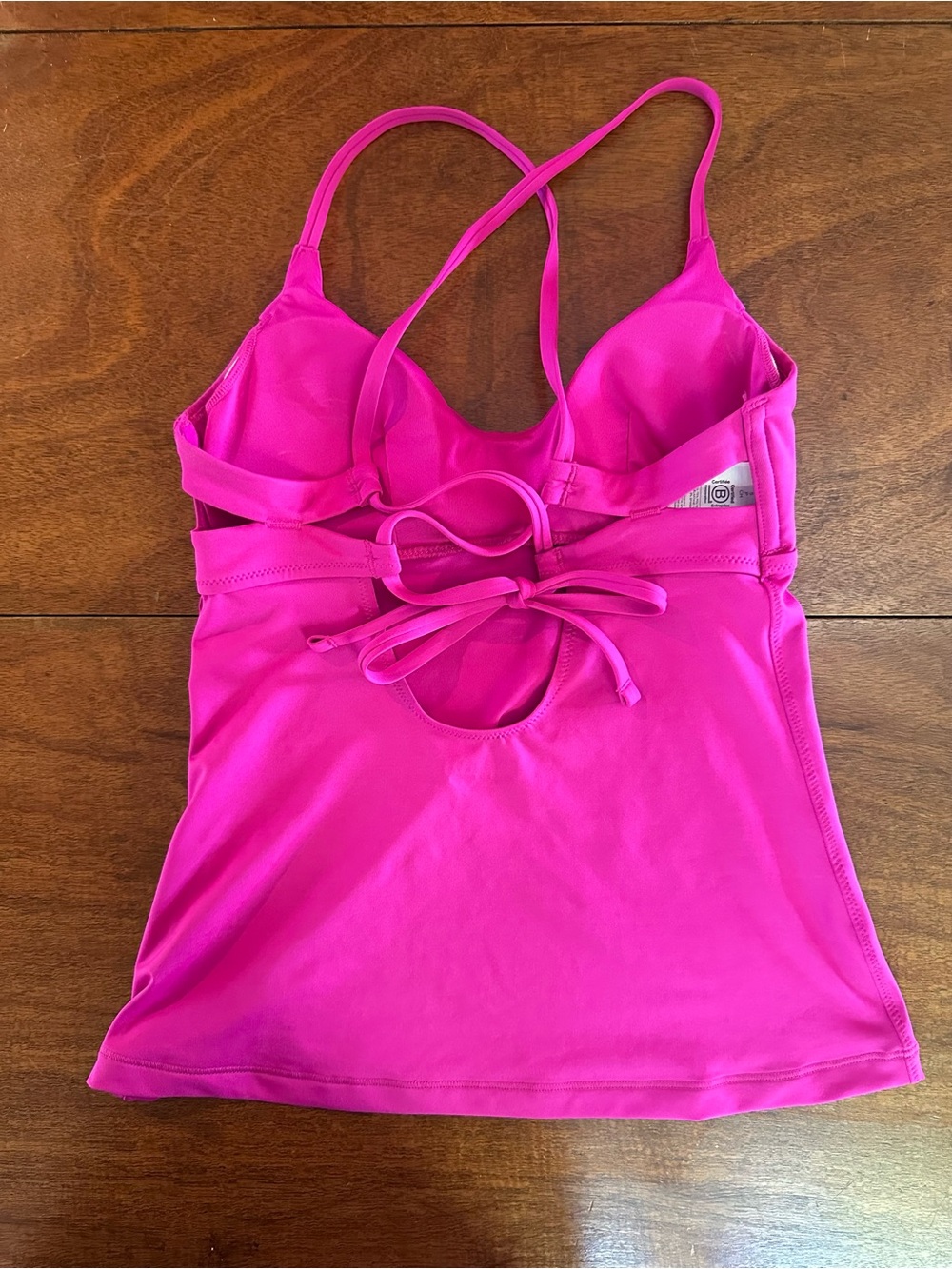 Athleta Triangle Tankini Top Small Fuchsia Adjustable Tie Shelf Bra New Unworn - Picture 4 of 7